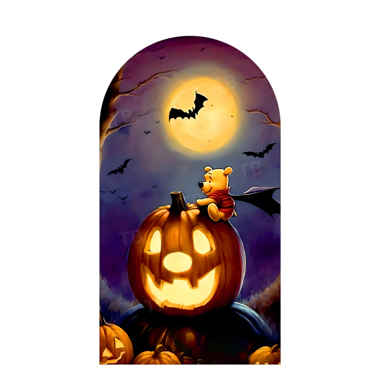 TB Piglet ويني قوس خلفية غطاء الكرتون صورة حفلة مهرجان اليقطين هالوين التصوير خلفية ديكور نسيج مرن #2