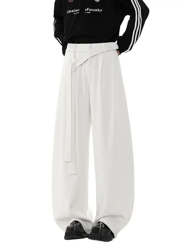 

Мужские широкие брюки Cleanfit American Style: повседневные, свободного кроя, белые, с высокой талией, драпированные, молодежные, модные, летний тренд