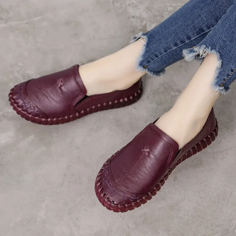 

2024 Fashion Cow Leather Loafers Ladies Luxury Brand Moccasins Women Summer Flats Casual Leisuer Daily Oxford Shoes Woman Flats