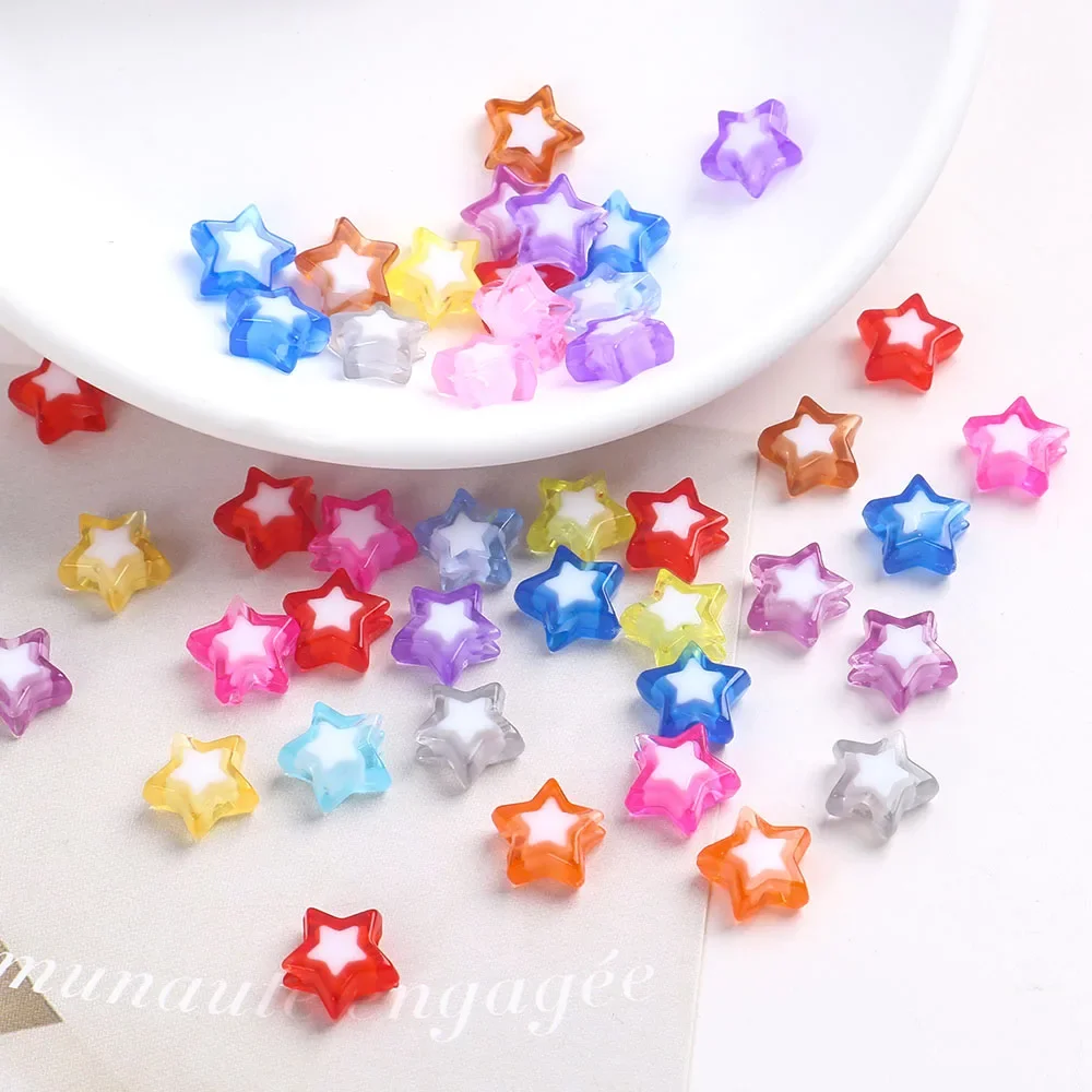 100Pcs/Lot 9mm Colorful Acrylic Pentagram Star Loose Beads for Jewelry Making DIY Charms Bracelet Earring Keychain Accessories
