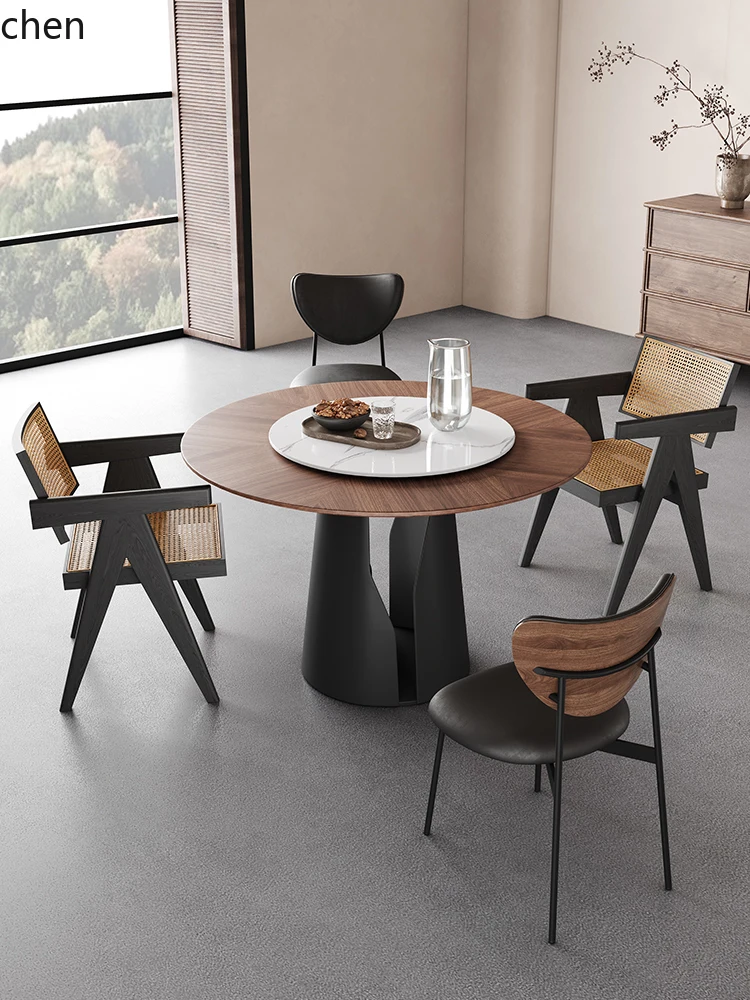 YXY 단단한 나무 둥근 식탁과 의자 거실 빈티지 홈 작은 아파트