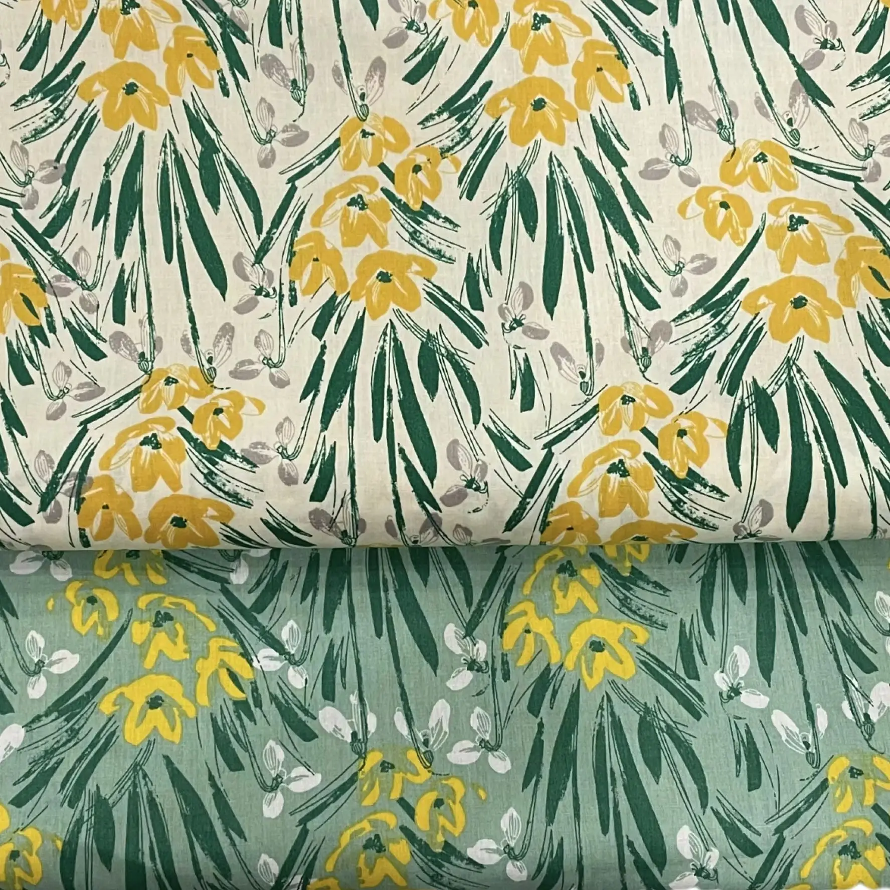 Forest Green Floral 100% Cotton 40S Fabric Digital Printed For Sewing Cloth Dress Skirt Kids Designer Poplin Tela