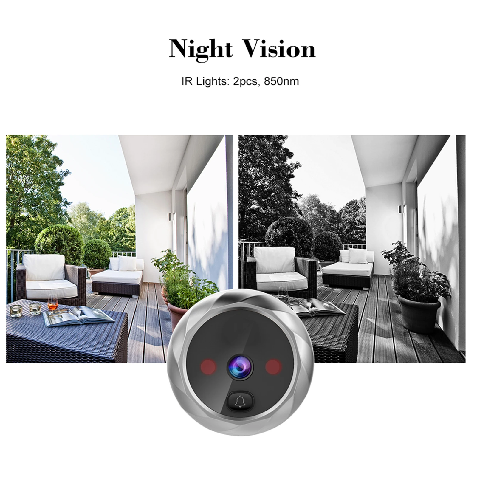 2.8 inch LCD Color Screen Digital Doorbell Eye Doorbell Electronic Peephole Door Camera Viewer Door Bell for Home Security