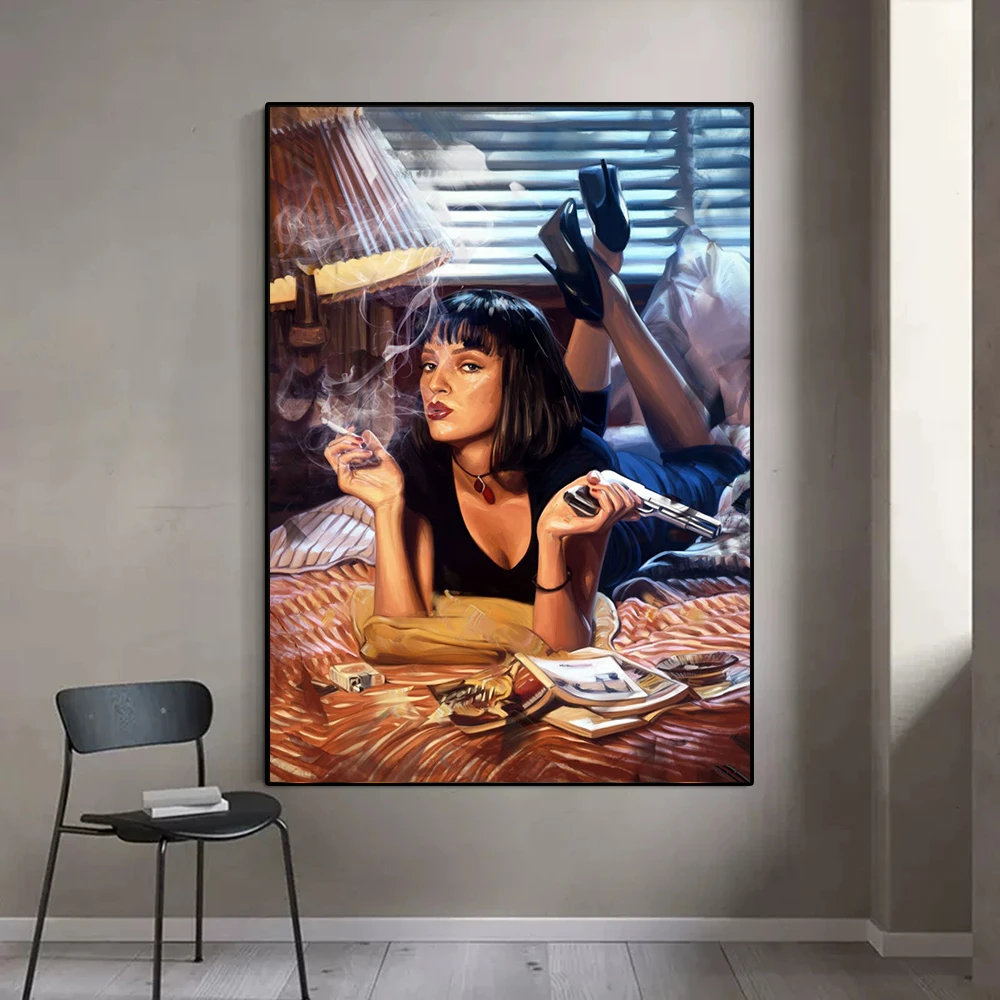 Vintage Movie Pulp Fiction Posters and Prints Modern Figure Canvas Painting Wall Art Picture for Living Room Decorations Mural