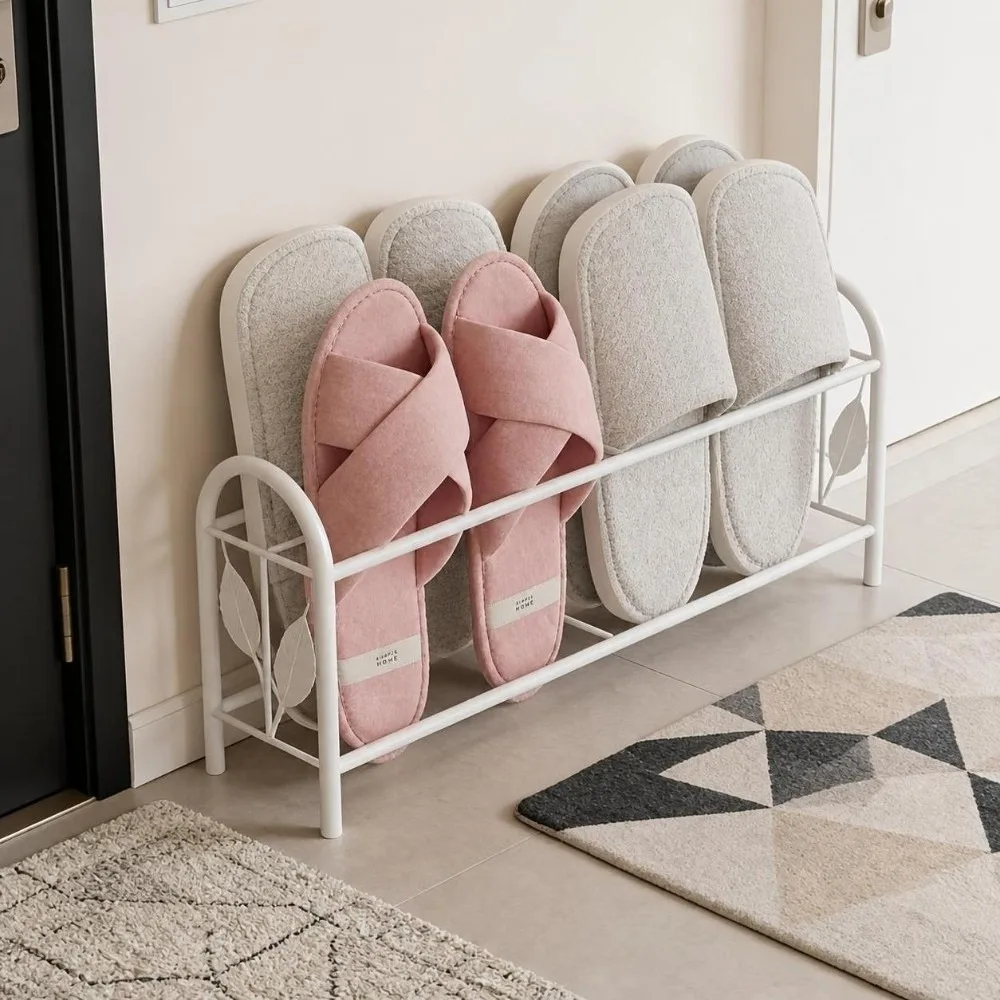 Two-Layer Shoe Rack Metal No Installation Needed Shoe Storage Shelf Space Saving Vertical Home Storage Shelf