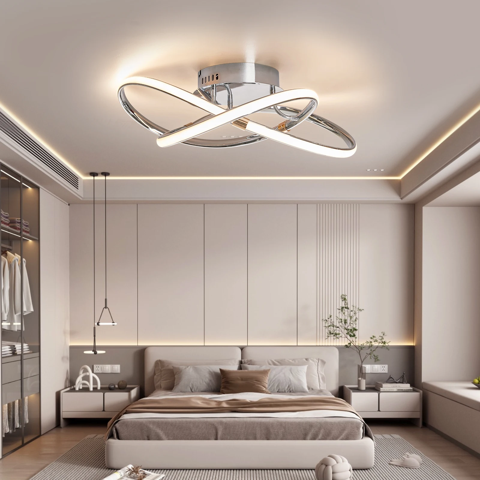 NEO Gleam Modern led chandelier For Living room Bedroom Study Room Indoor Ceiling Chandeliers Smart Home Alexa Black/Chrome/Gold