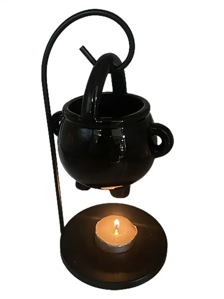 2025 Halloween Wax Melter Cauldron Witch Cauldron To Warm Melt Wax Black Oil Incense Aroma Diffuser Home Decor Spirit