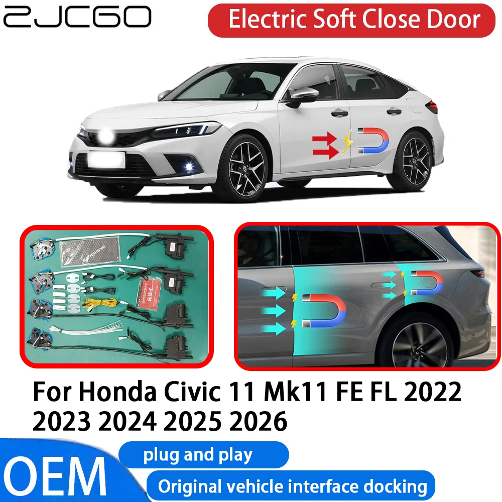 for Honda Civic 11 Mk11 FE FL 2022~2026 Car Automatic Electric Soft Close Door Closer System OEM Plug and Play Comfort Closing