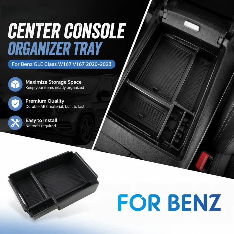 

Car Storage Box For Mercedes Benz GLE Class W167 V167 GLE350 450 2020-2023 Central Console Organizer Container Armrest Box Tray