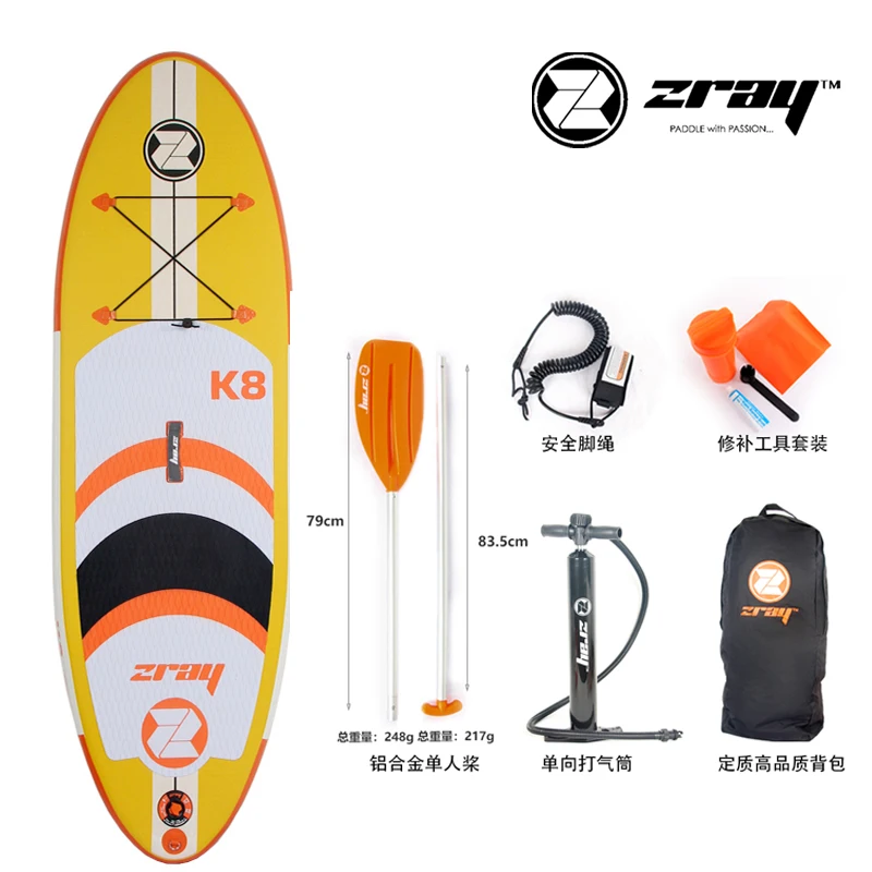 ZRAY-K8 Inflatable Surfboard for Children, Stand Up Paddle, Surfing Board, Water Sport, Kid Board, All around Light, 244x76x10cm