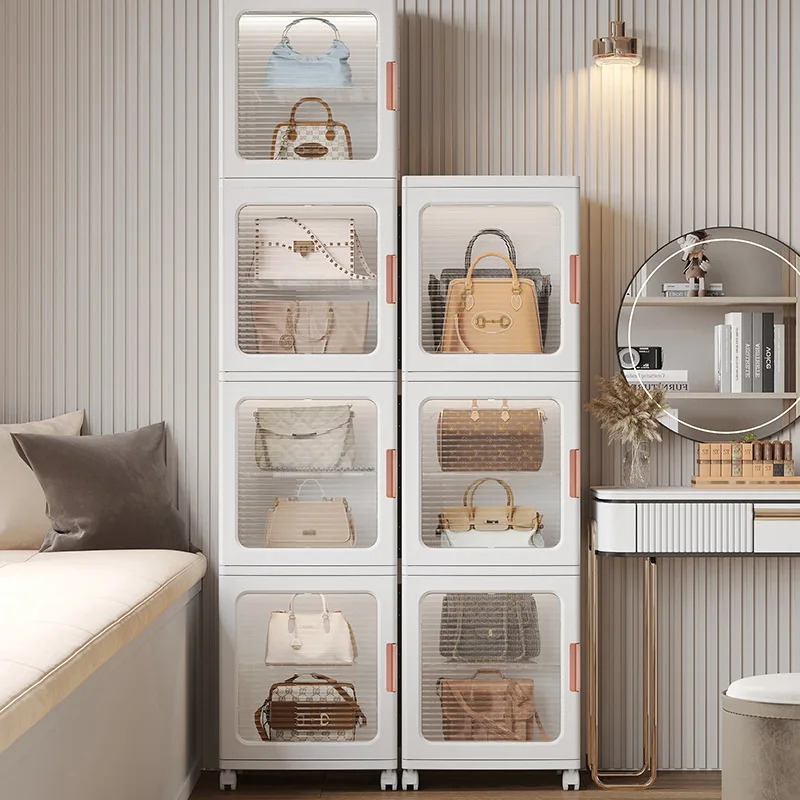 Multi-Layer Storage Rack Bathroom Cabinet Crevice Organizer Living Room Narrow Shelf with Wheels Shoes Bag Display Holder