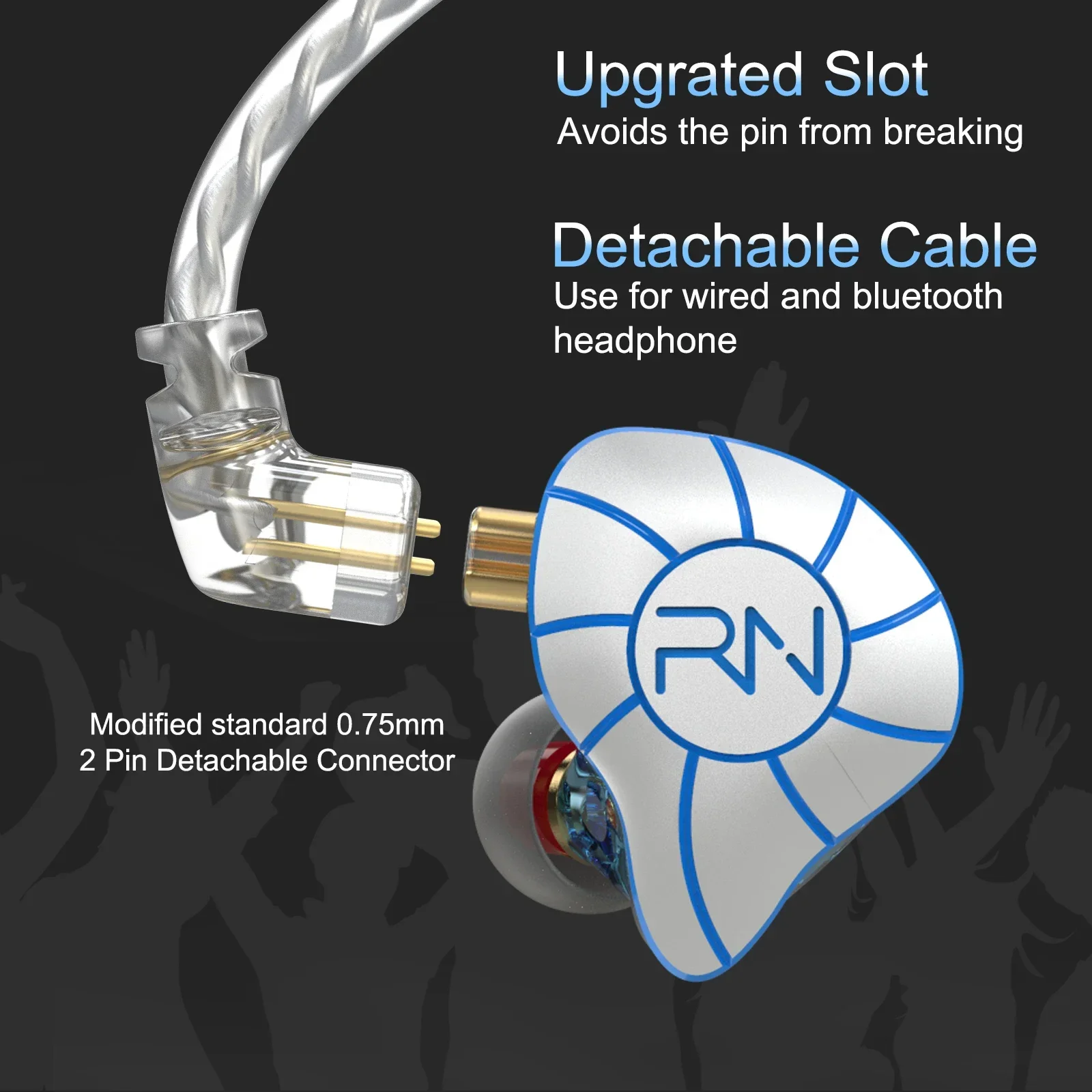 

RevoNext RH-215 IEMs 4BA + 1DD HiFi проводные наушники-вкладыши, стереонаушники со съемным аудиокабелем RevoNext