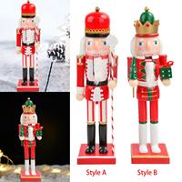 15in Christmas Nutcracker Ornament Doll Figure Puppet Toy Wooden Nutcracker Soldier for Party Home Desktop Gifts Decor