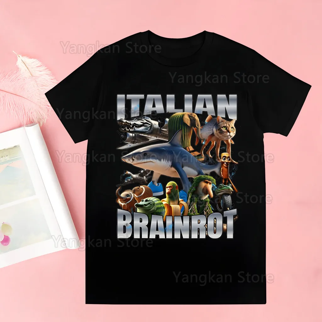 이탈리아 Brainrot Tralalero 탑 여성 티셔츠 Tralala Tung Tung Tung Bombardiro Crocodilo 티셔츠 여름