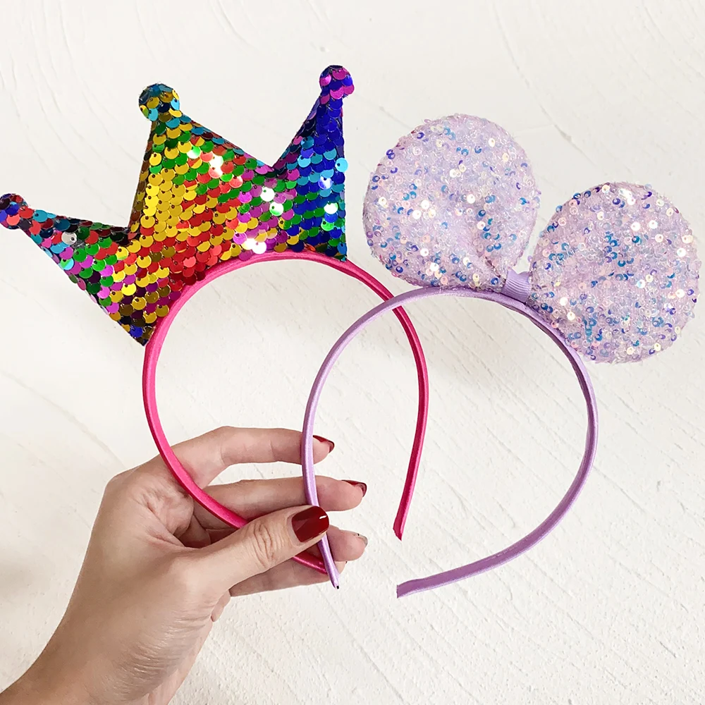 Kids Girl Sequins Party Hair Hoop Shiny Crown Headband Birthday Headwear Hairband Festival Fairy Costumes Party Hair Accessories