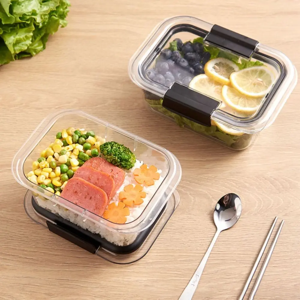 

Practical Sealed Fresh-keeping Box Transparent Leak-Proof Lunch Container PET Rectangular Crisper Office