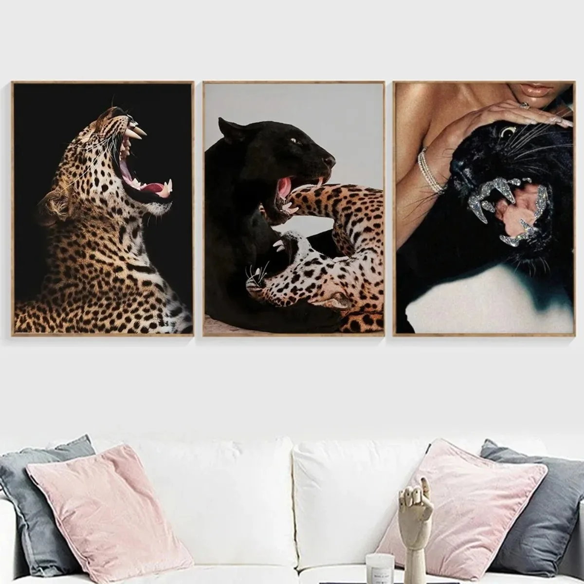 Hypebeast Modern Black White Doberman Gun Luxury Fashion Poster Leopard Tiger Dog Painting Art Picture Nordic Home Decor