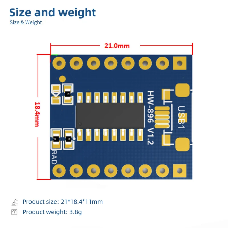 JQ6500 Voice Module MP3 Module MCU Serial Control Broadcast, One-to-One 5-Way Control, Music IC