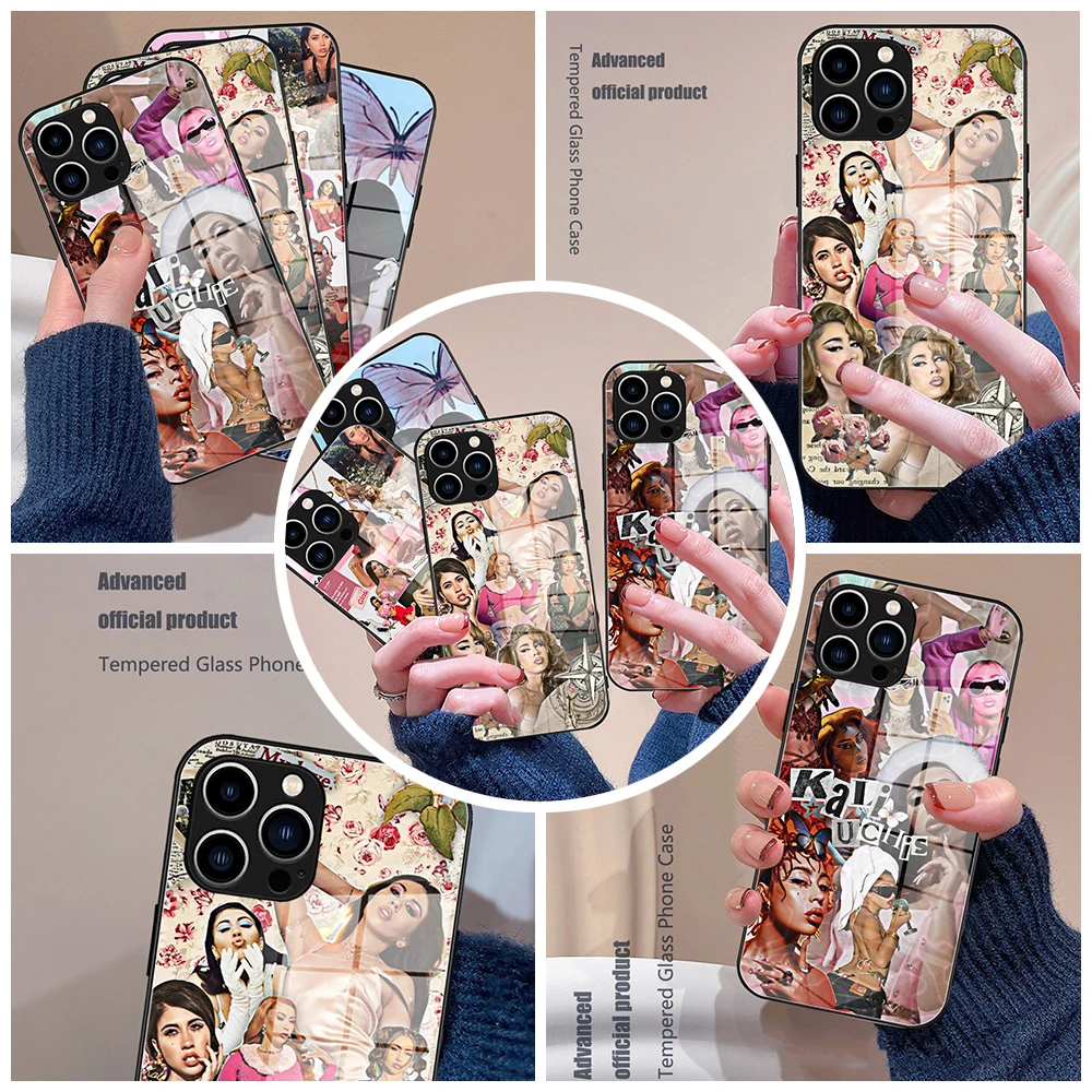 For IPhone 15 Pro Mother Kali Uchis Phone Case Glass for IPhone 13 14 12 11Pro XR XS MAX 14 Plus SE Pro Design Glass Cover