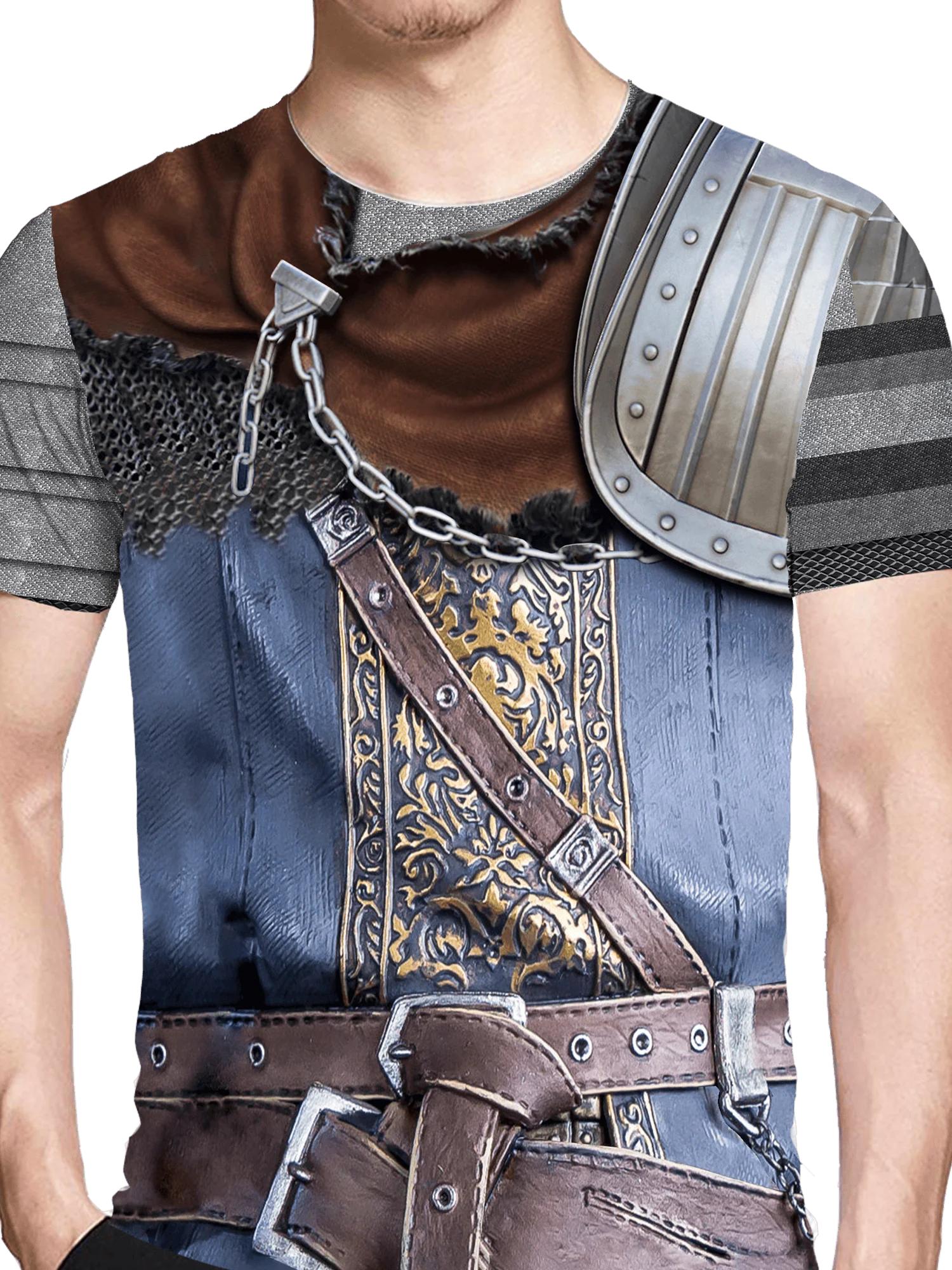 Men'S Gothic Vintage Medieval Knight Armor 3D Print T-Shirt - Unique Design, Ideal for Cosplay & Casual Wear