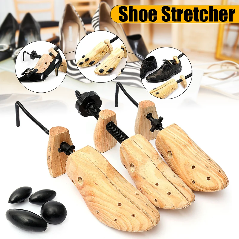 Shoe Stretcher Wooden Shoes Tree Shaper Rack Pine Wood Shoe Adjustable Pumps Boots Expander Trees Size S/M/L For Women Man