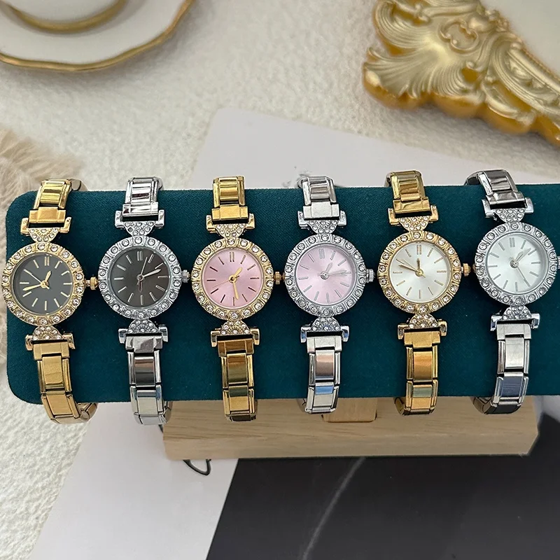 Vintage Zircon 9MM Width Italian Charm Square Round Watch Head High Quality Stainless Steel Bracelets Bangle For Birthday Gifts