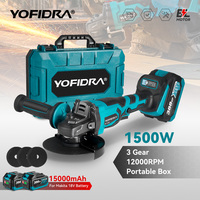 YOFIDRA 125mm Brushless Angle Grinder 3 Gears Cordless Grinding Machine Cutting Woodworking Power Tool For Makita 18V Battery