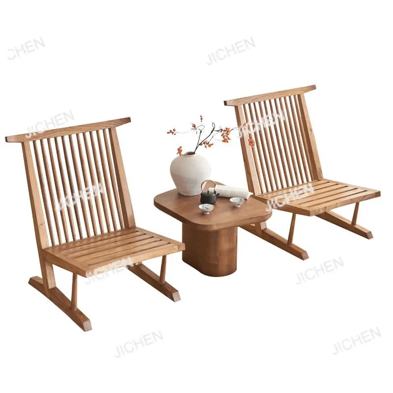 

JC Solid wood sofa, island, George lazy lounge chair, hotel B&B, balcony, lounge chair, wabi-sabi style, high backrest