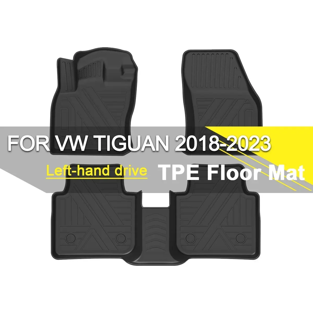 

Автомобильный напольный коврик из ТПЭ, резиновый, водонепроницаемый, нескользящий, полностью объемный, ремонт, левый руль, автомобильные аксессуары для VW Tiguan 2018-2023