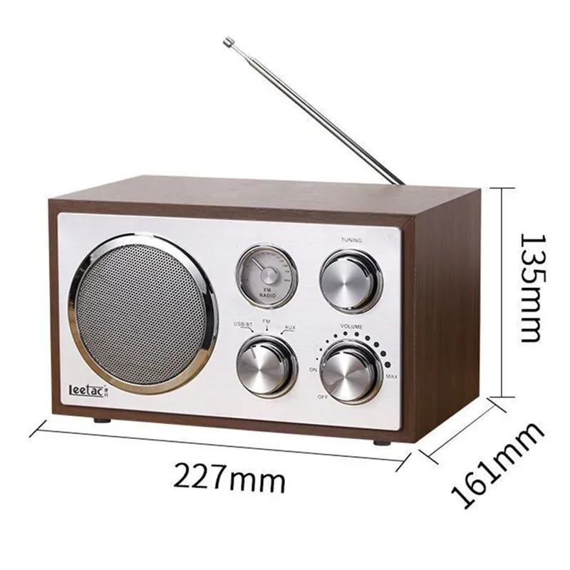 Multi-function Full-band Boombox HiFi Stereo Subwoofer Retro Radio Home Computer Speaker Caixa De Som Wooden Bluetooth Speaker