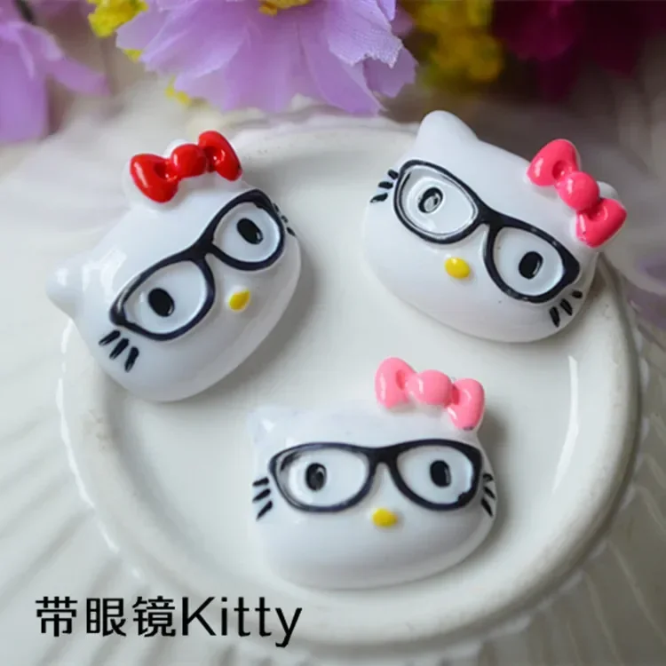 5pcs Sanrio KT Cat Resin Accessories Resin Flatback Cabochon Charm DIY Crafts Phone Case Flatback Charms Material