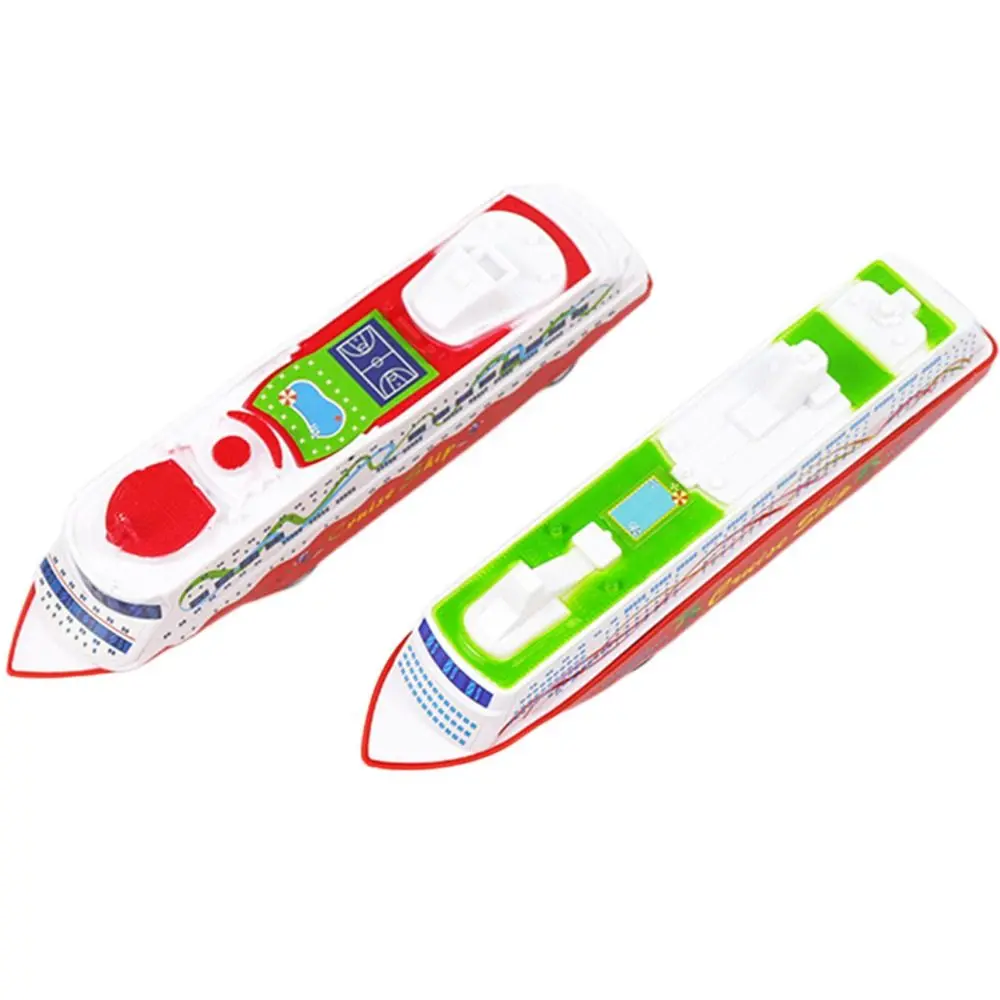 Desktop Ornaments Gliding Sliding Steamship Simulation Model Toy Cruise Boat Model Plastic Mini Pull Back Ship Gift for Kids