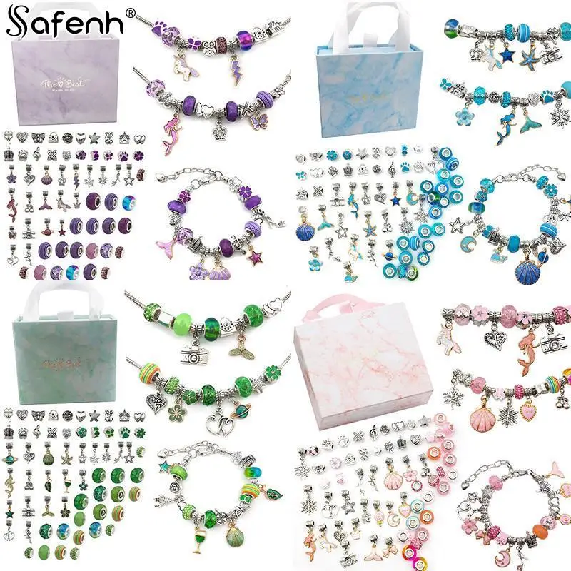 31/64pcs/lot Christmas Jewerly Making Kit Charm Bracelet Necklaces Present Pandora Alloy Beads Set DIY Child Bracelet Free Ship