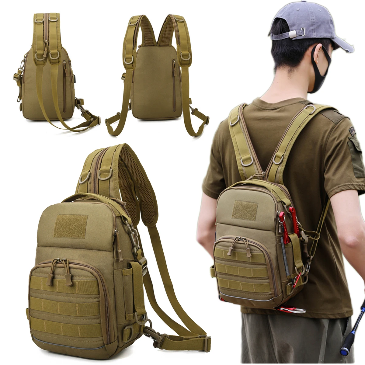 

Tactical Backpack Multifunctional Large Capacity Single Shoulder Messenger Bag for Outdoor Hunting Fishing Military Chest Bag