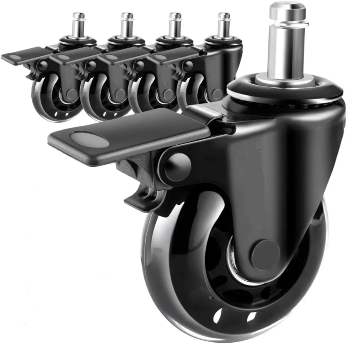 5pcs/Office Chair Casters Wheels 3 Inch Heavy-Duty Chairs for Hardwood Floors tile Common Standard