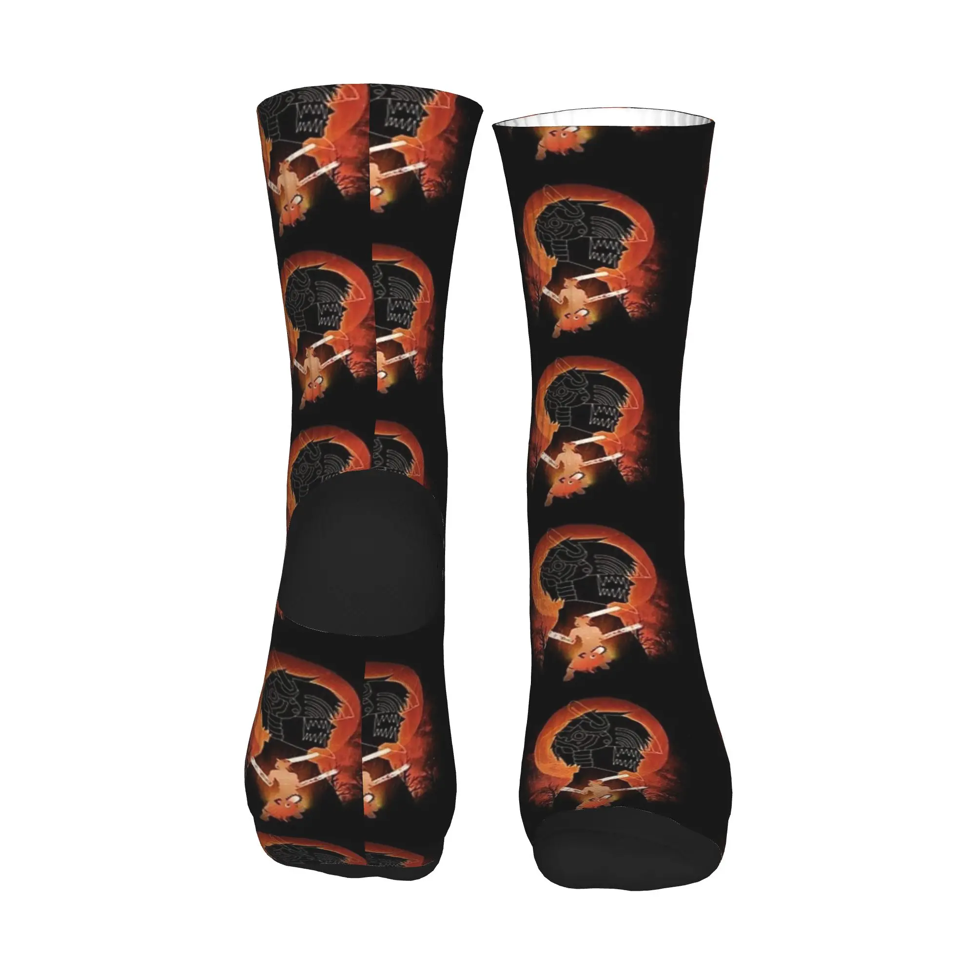 남성 양말 덴지 랜드스케이프 체인소 맨 일본 만화 스타킹 미끄럼 방지 부드러운 양말 겨울 재미있는 디자인 등산 양말