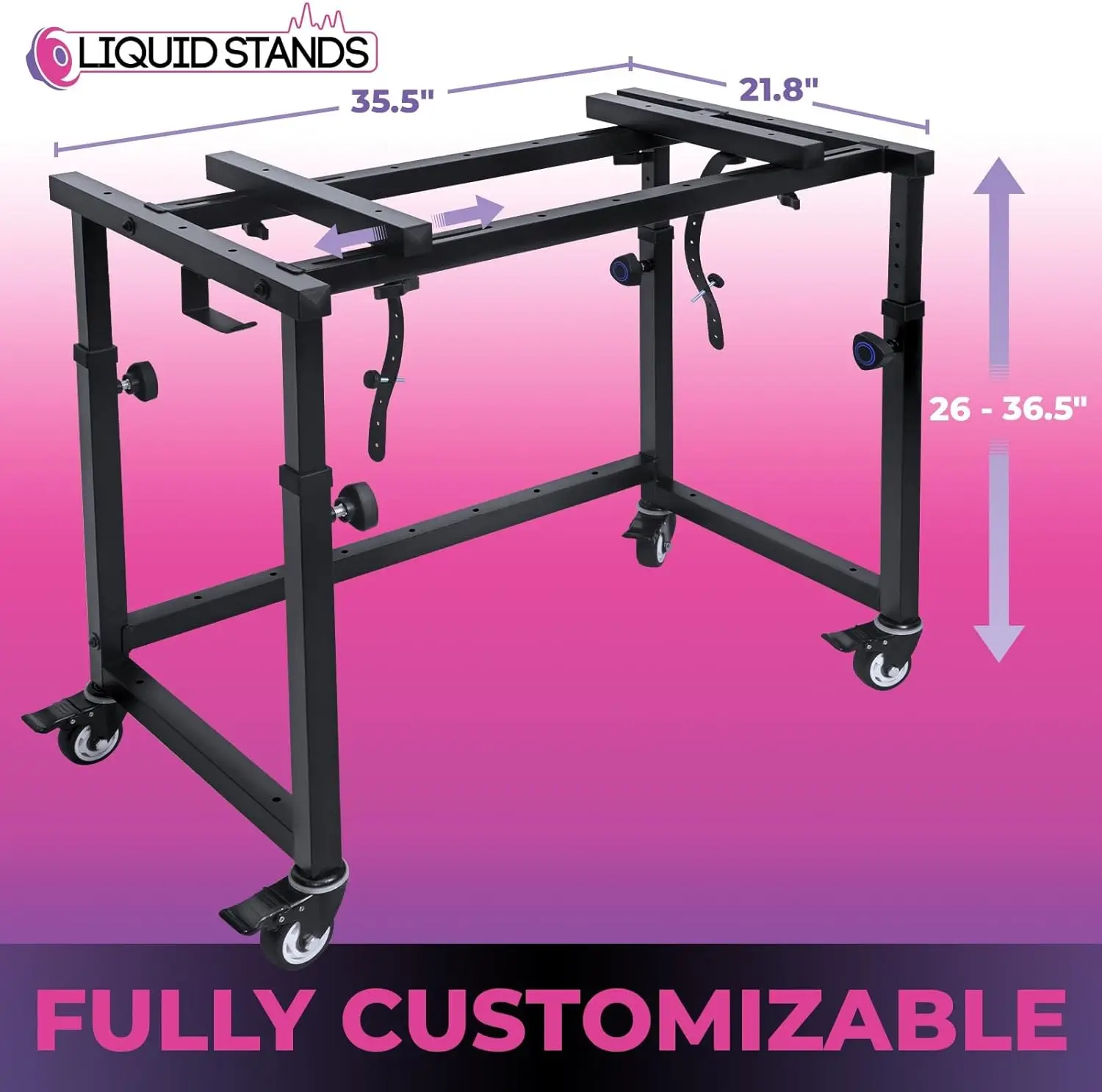 Keyboard Stand Music Studio Desk for Music Production - Electric Digital Pianos Synths for 49 54 61 88 Key - Rolling Home Record