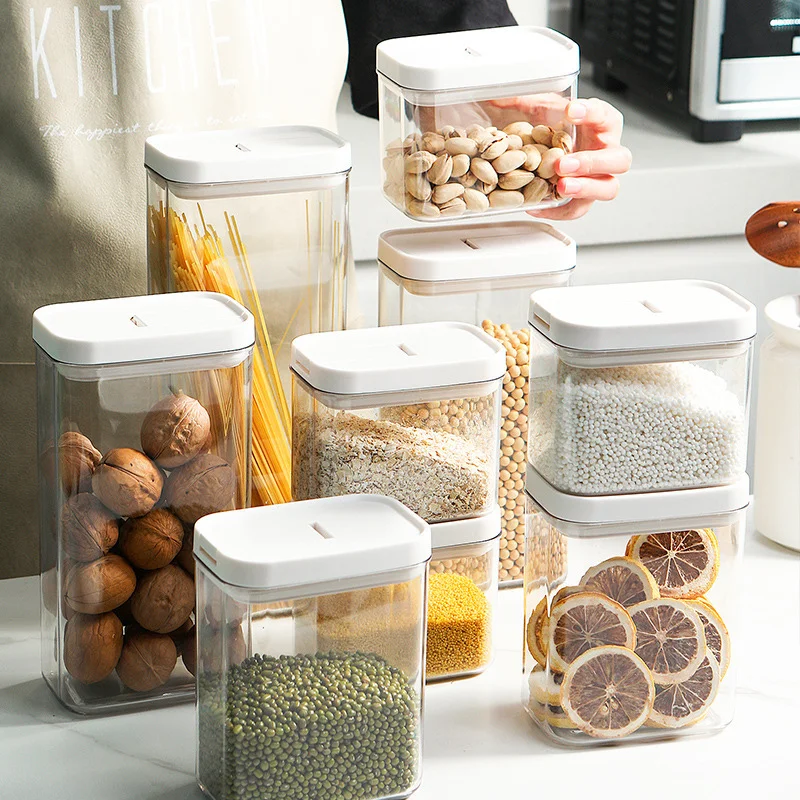 

Transparent Plastic Sealed Cans, Coffee Beans, Snack Cereals Storage Tank, Kitchen Household