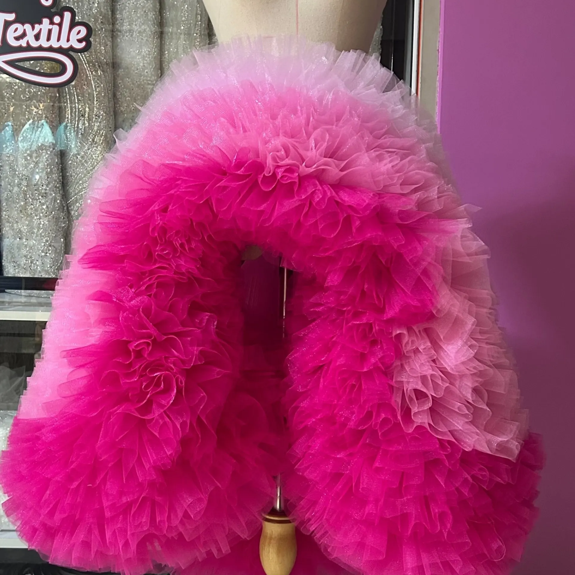 

Розовая тюлевая юбка-полусолнце омбре с открытым передом и оборками, пышная юбка-туту для женщин, для костюмированных вечеринок, танцев, Хэллоуина, косплея, на заказ