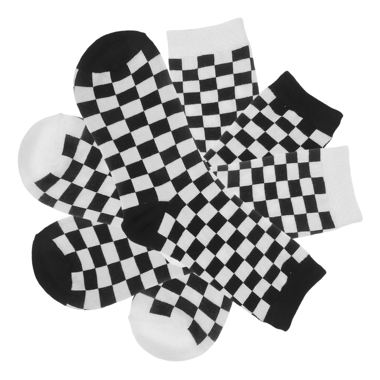

2Pairs Black White Plaid Socks Women MidTube MoistureWicking Breathable Casual Stockings Lattice JapaneseStyle