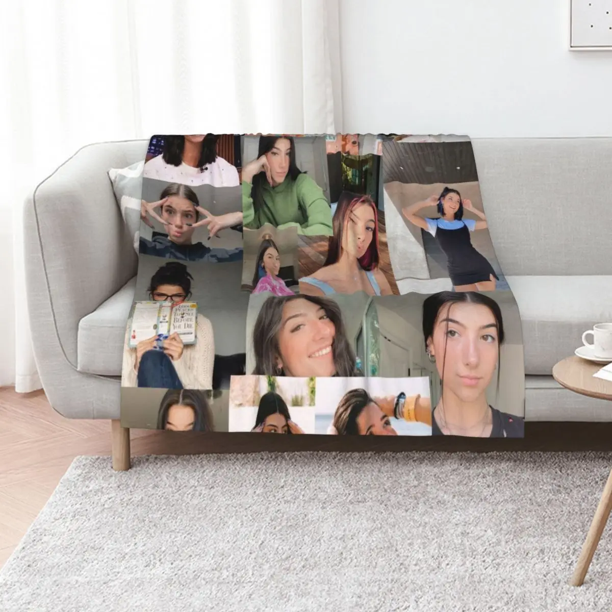 

Charli D'Amelio collage Throw Blanket Polar Multi-Purpose Furrys christmas gifts Blankets