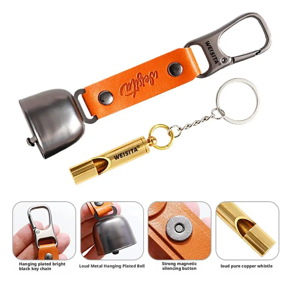

New 1pcs Loud Bear Bell with Emergency Whistle Set Bear Repelling Bell Hanging Bear Bell for Outdoor Camping Survival Hiking