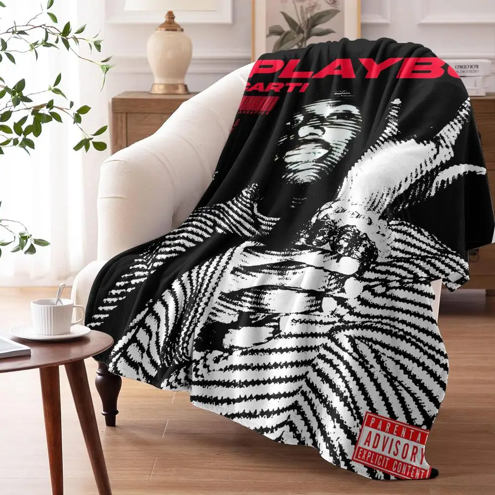 P-playboi I Am Music Carti Die Lit Throw 240G Lightweight Throw Blanket Soft Cozy Fleece Blanket for Sofa Bed Home Decor