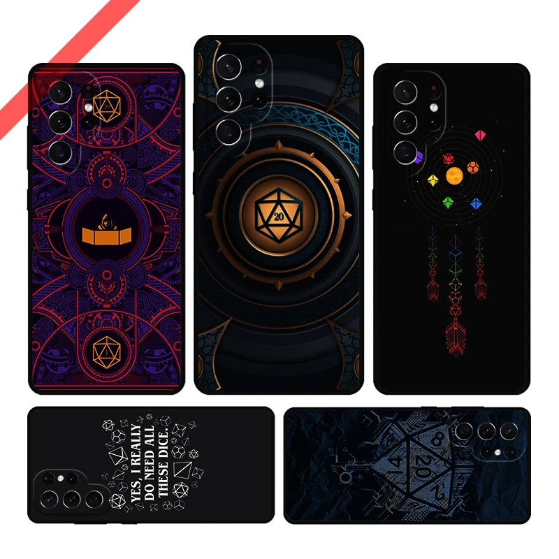 Magical Polyhedral D20 Dice Phone Case For Samsung Galaxy S20 FE S21 S10 S23 Plus S24 S22 Ultra Coque Note20 Note10 S9 S8 Cover