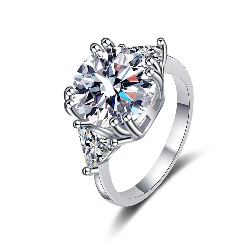 

European Luxury S925 Sterling Silver 5 Carat D Color Moissanite Diamond Ring for Wedding