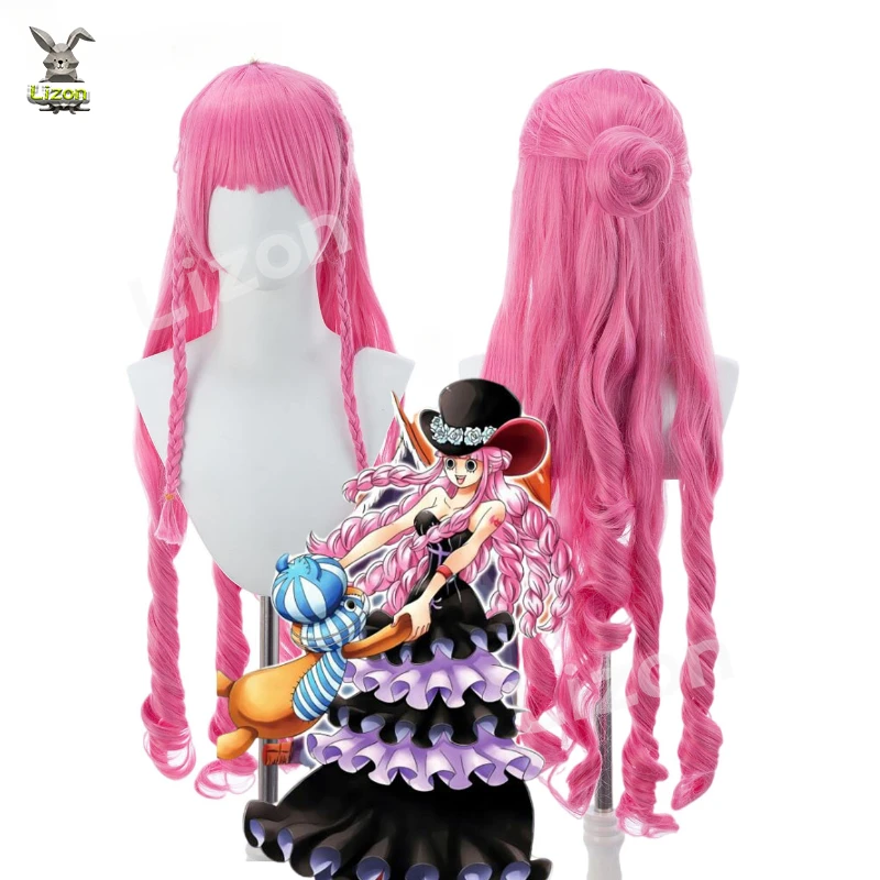 Perona Cosplay Wig Anime Long Pink Curl With Ponytails Heat Resistant Synthetic Hair Cosplay Costume Wigs + Wig Cap