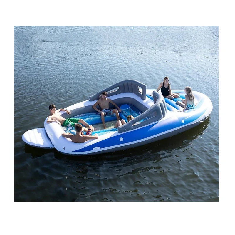 

Customized Huge 6 Person Inflatable Bay Breeze Boat Island for Water Party inflatable airtight water party boat