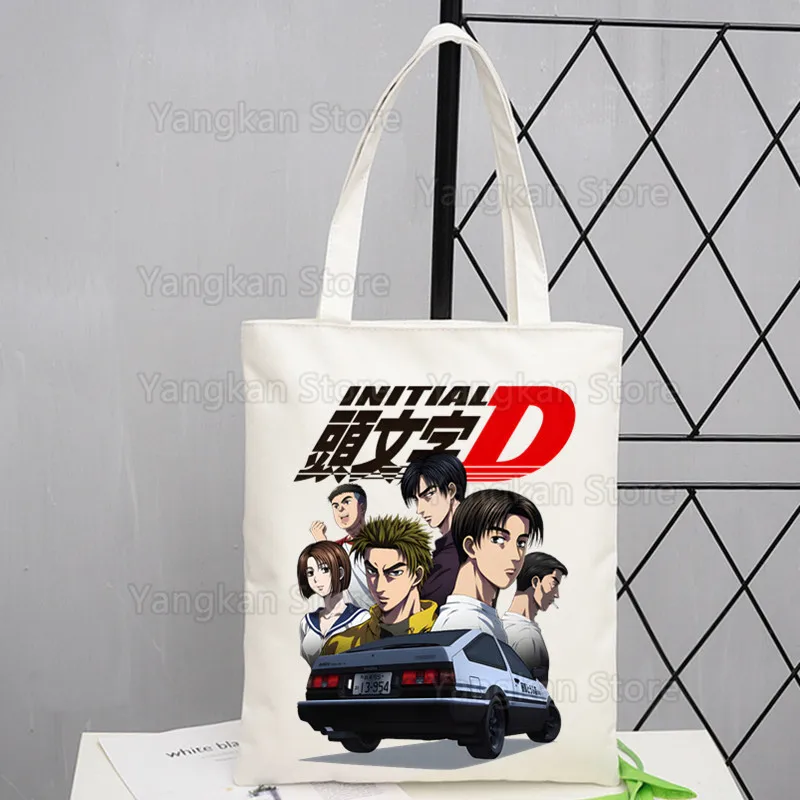 

initial d Shopper Bags for Women Resuable Tote Bag Harajuku Large Capacity Shopping Bag Anime Printing