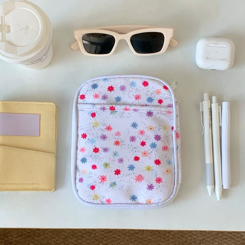 Portable Fabric Stationery Case Multi Purpose Cosmetic Pouch Cute Polka Dot Design For School Office Daily Travel
