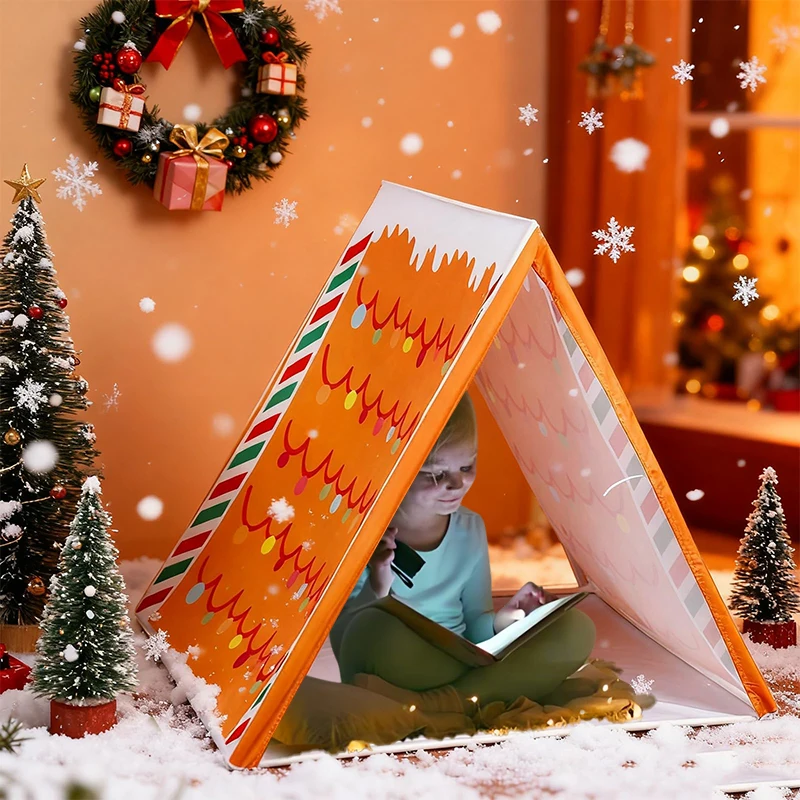 خيمة منزل خبز الزنجبيل البني القابلة للفصل؛ مساحة لعب خفيفة الوزن وصديقة للسفر